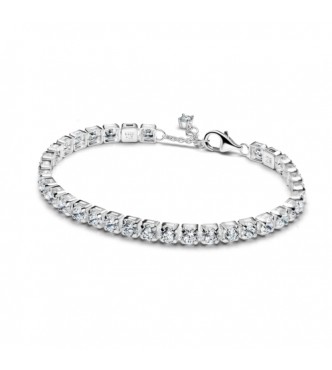 Pulsera de tenis de plata de ley con circonita cúbica transparente