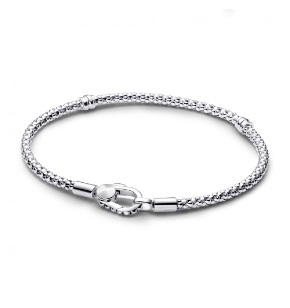 PANDORA 593681C00 Pulsera de plata de ley con cadena tachonada