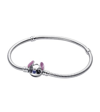 PANDORA 593738C01 Disney Stitch snake chain sterling silver bracelet with purple,
 black and blue enamel