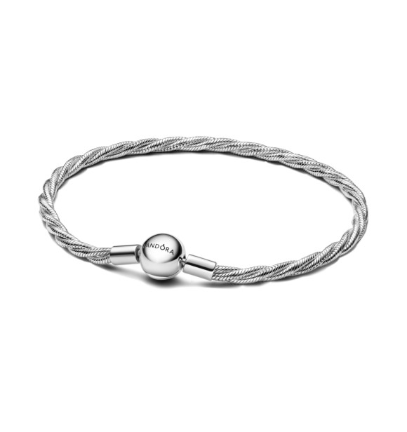 PANDORA 593757C00 Pulsera de plata de ley con cadena de serpiente retorcida