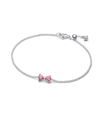 PANDORA 594234C01 Pulsera de plata de ley con lazo y circonitas cúbicas rosas y transparentes de fantasía
