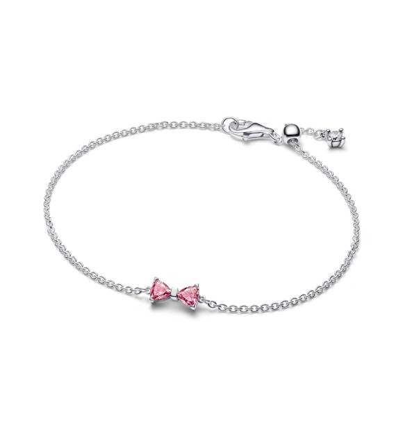 PANDORA 594234C01 Pulsera de plata de ley con lazo y circonitas cúbicas rosas y transparentes de fantasía
