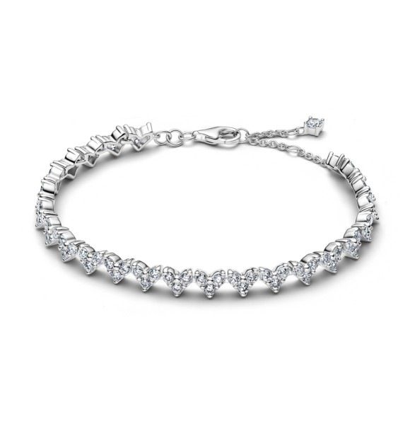 PANDORA 594390C01 Heart sterling silver tennis bracelet with clear cubic zirconia