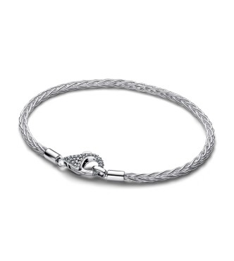 PANDORA 594462C01 Pulsera de plata de ley con forma de cola de zorro y circonitas cúbicas transparentes