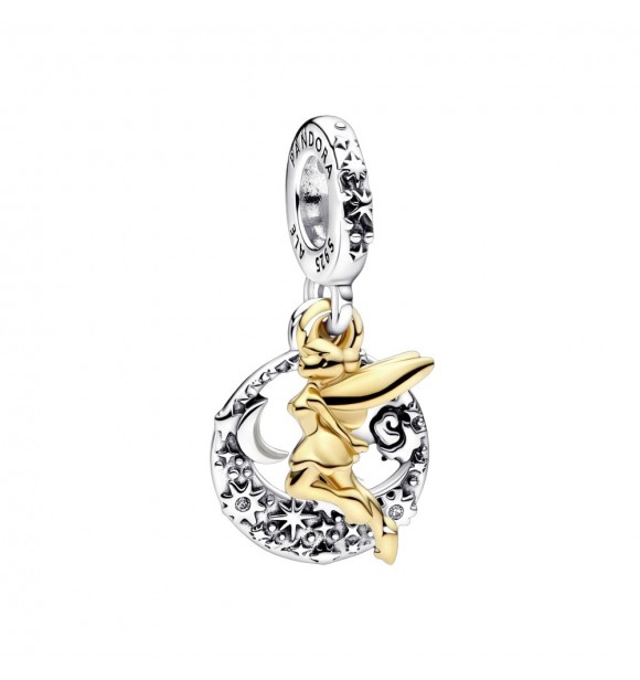Disney Tinkerbell sterling silver and 14k gold-plated dangle with clear cubic zirconia