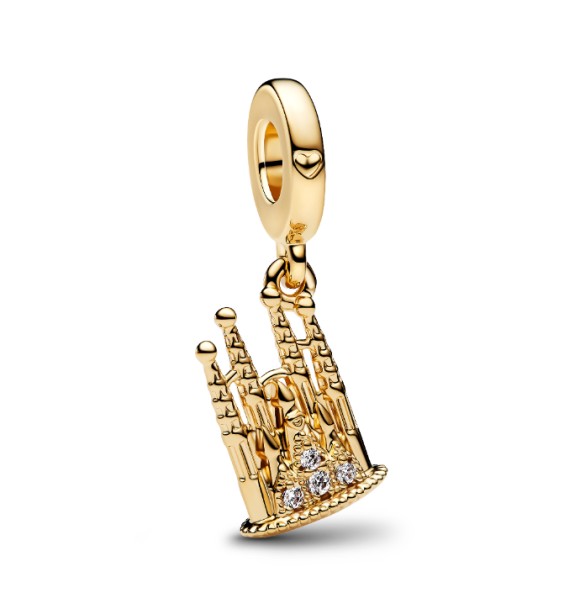 762709C01 Sagrada Familia 14k gold-plated dangle with clear cubic zirconia