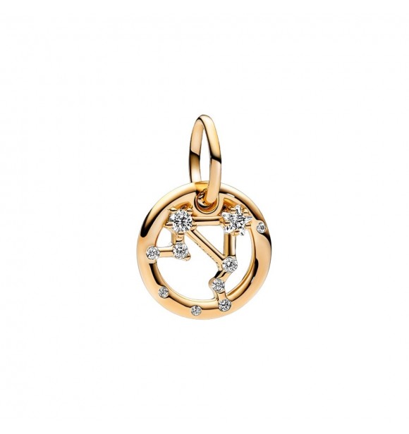 PANDORA 762712C01 LIBRA ZODIACO COLGANTE CHAPADO EN ORO DE 14K CON CIRCONITA CÚBICA TRANSPARENTE