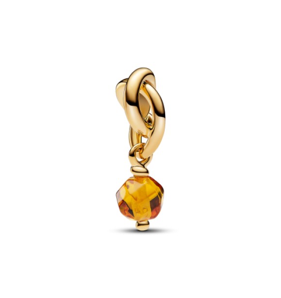 763462C11 14k Gold-plated dangle with honey coloured crystal