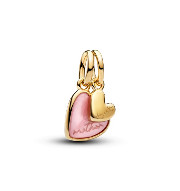 PANDORA 763766C01 Colgante divisible de madre e hija bañado en oro de 14k con nácar de bioresina rosa.