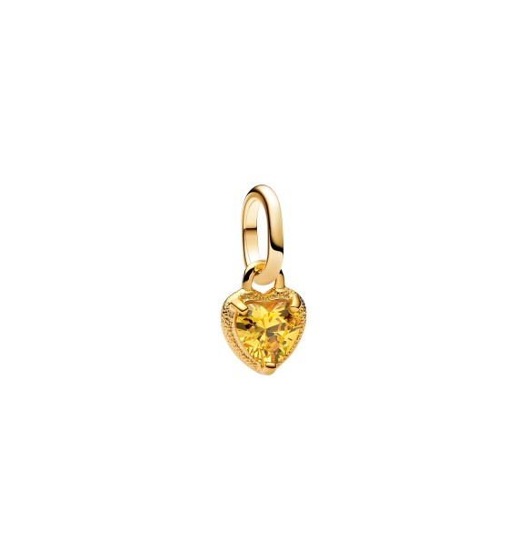 PANDORA 763862C01 Heart 14k gold-plated mini dangle with yellow cubic zirconia