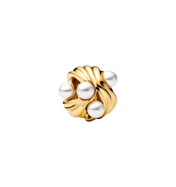 PANDORA 763915C01 14k gold-plated charm with white lacquered artificial pearl