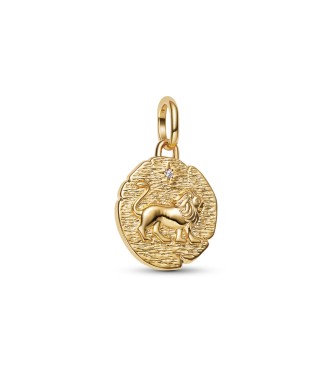 PANDORA Lion 14k gold-plated medallion with clear cubic zirconia