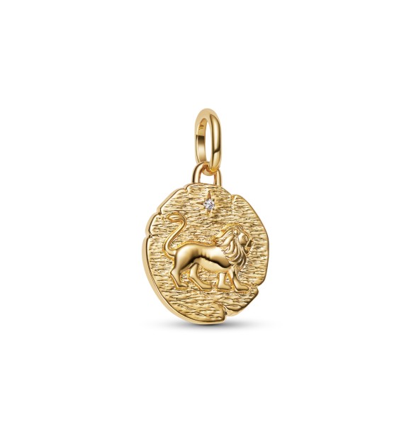 PANDORA Lion 14k gold-plated medallion with clear cubic zirconia