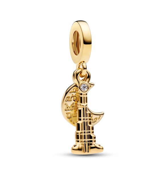 763991C01 Burj Khalifa 14k gold-plated double dangle with clear cubic zirconia