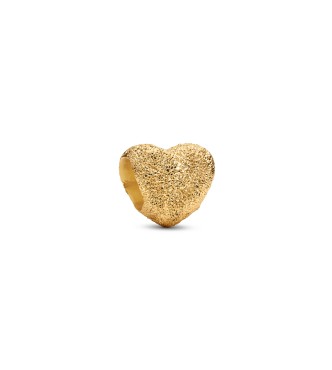 PANDORA Textured heart 14k gold-plated mini charm