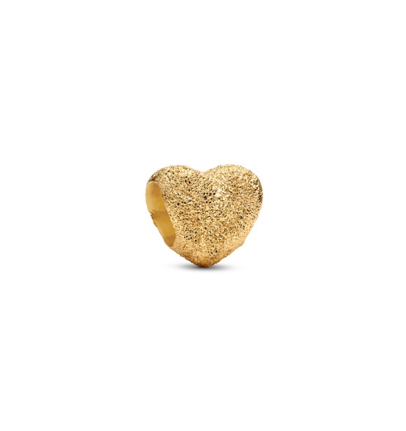 PANDORA Textured heart 14k gold-plated mini charm