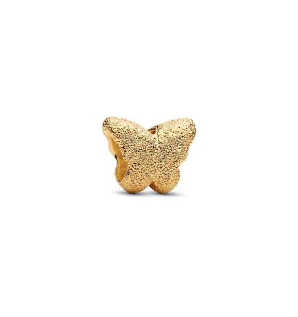 PANDORA Textured butterfly 14k gold-plated mini charm