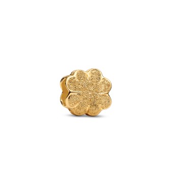 PANDORA Textured clover 14k gold-plated mini charm