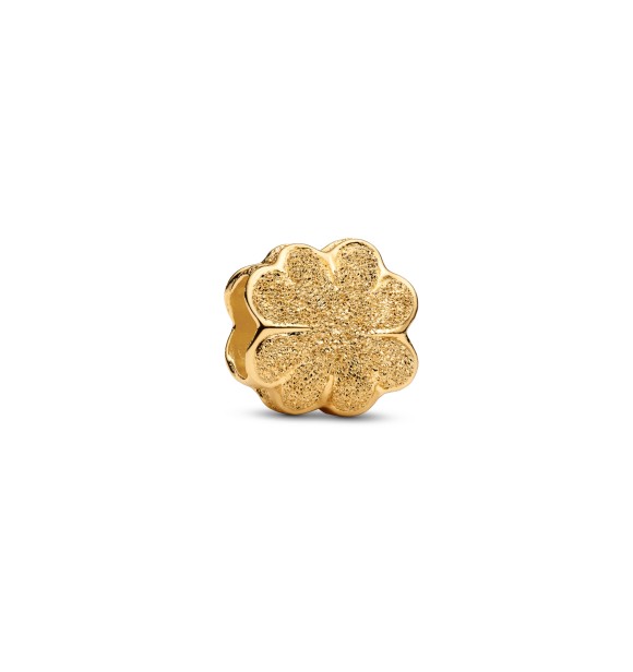 PANDORA Textured clover 14k gold-plated mini charm