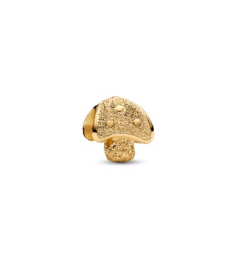 PANDORA Textured mushroom 14k gold-plated mini charm