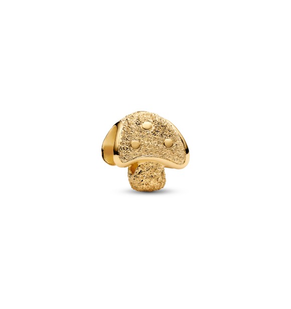 PANDORA Textured mushroom 14k gold-plated mini charm
