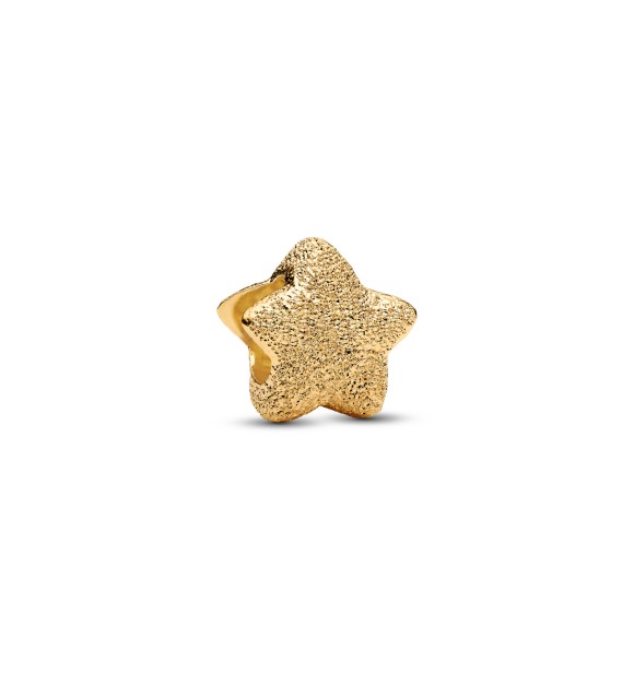 PANDORA Textured star 14k gold-plated mini charm