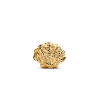 PANDORA Textured shell 14k gold-plated mini charm