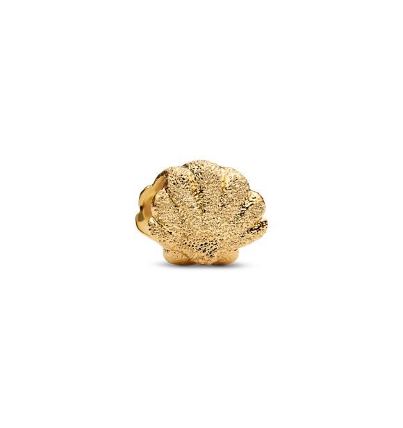 PANDORA Textured shell 14k gold-plated mini charm