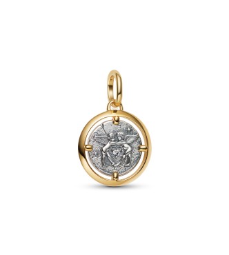 PANDORA Cupids sterling silver and 14k gold-plated medallion with clear cubic zirconia