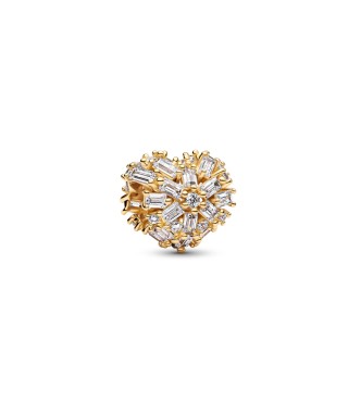 PANDORA 764240C01 Charm de corazón chapado en oro de 14k con circonitas cúbicas transparentes