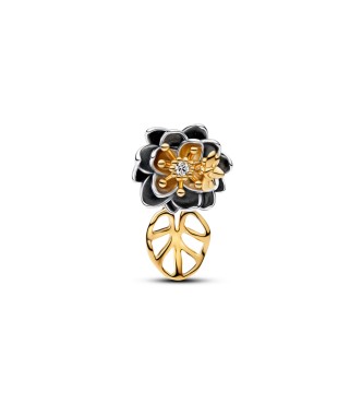 PANDORA 764326C01 Disney Tiana sterling silver and 14k gold-plated charm with 0.012 ct TW G-I VS+ round brilliant very good cut lab-grown diamond