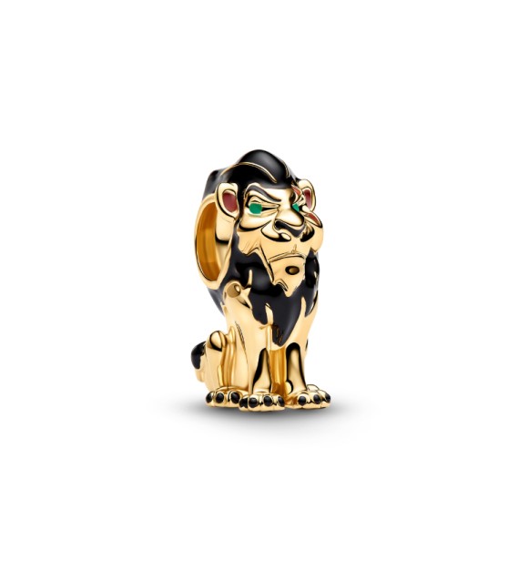 PANDORA 764330C01 Disney Scar 14k gold-plated charm with black,
 green and brown enamel