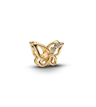 PANDORA 764369C01 Charm de mariposa bañado en oro de 14k con circonitas cúbicas transparentes
