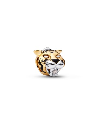 PANDORA 764404C01 Disney Princess Jasmin sterling silver and 14k gold-plated charm with 0.012ct TW G-I VS+round brill v good cut lab-grown diam