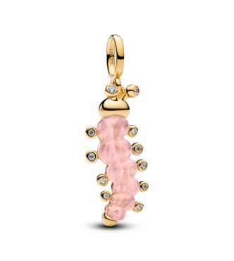 PANDORA 764489C01 Colgante Caterpillar bañado en oro de 14 k con circonitas cúbicas transparentes y rosa