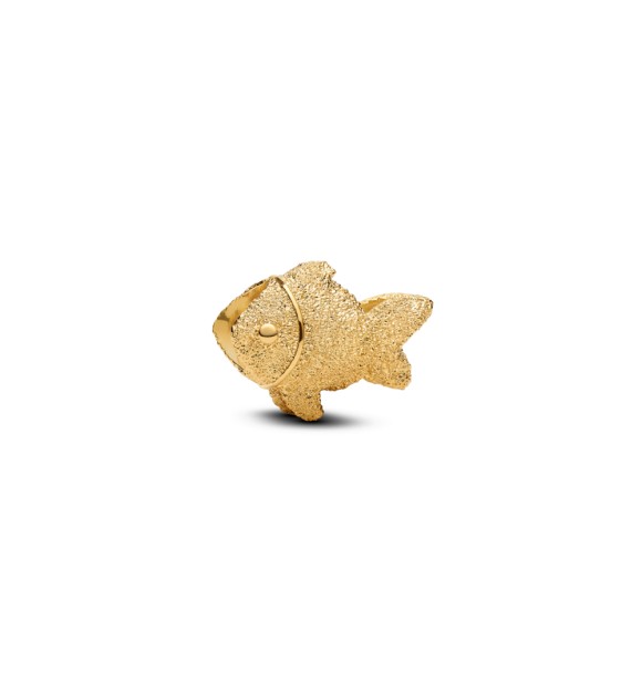 PANDORA 764522C00 Textured fish 14k gold-plated mini charm