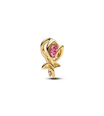 PANDORA 764555C01 Charm de tulipán bañado en oro de 14k con elegante circonita cúbica rosa