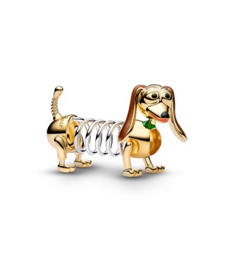 764603C01 Disney Toy Story Slinky Dog 14k gold-plated and sterling silver charm with brown,
 black, red and green enamel