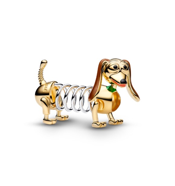 764603C01 Disney Toy Story Slinky Dog 14k gold-plated and sterling silver charm with brown,
 black, red and green enamel