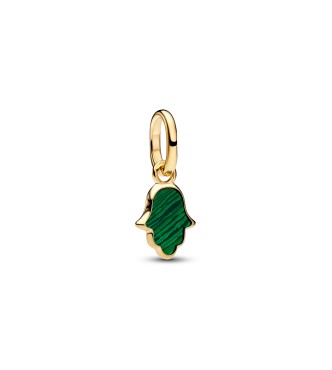 764612C01 Hamsa hand 14k gold-plated mini dangle with imitation malachite
