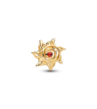 764625C01 Openwork sun 14k gold-plated charm with burnt orange crystal