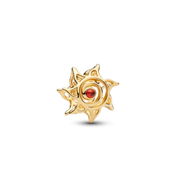 764625C01 Openwork sun 14k gold-plated charm with burnt orange crystal