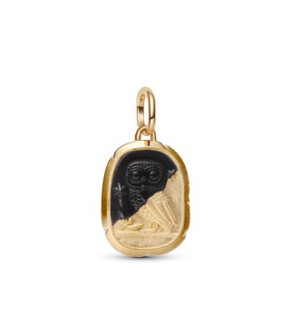 PANDORA 764805C01 Owl 14k gold-plated medallion with black crystal