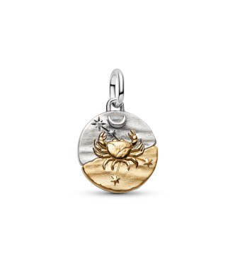 PANDORA 764984C01 Cancer sterling silver and 14k gold-plated medallion with clear cubic zirconia