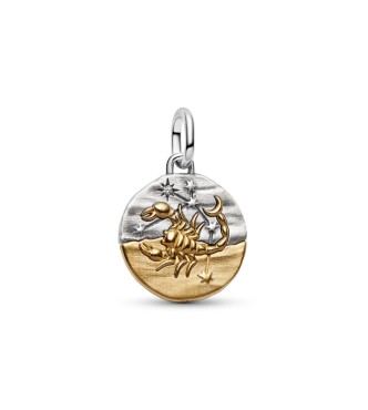 PANDORA 764985C01 Scorpius sterling silver and 14k gold-plated medallion with clear cubic zirconia