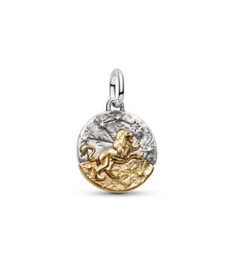 PANDORA 764994C01 Leo sterling silver and 14k gold-plated medallion with clear cubic zirconia