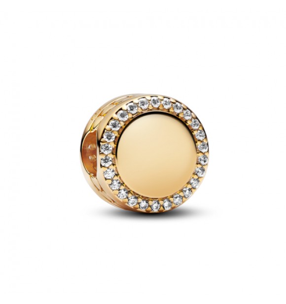 PANDORA 768747C01 Charm grabable bañado en oro de 14k con circonita cúbica transparente