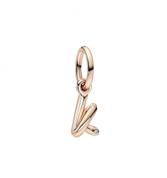 Letter k 14k rose gold-plated dangle with clear cubic zirconia