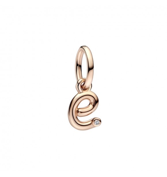 Letter e 14k rose gold-plated dangle with clear cubic zirconia