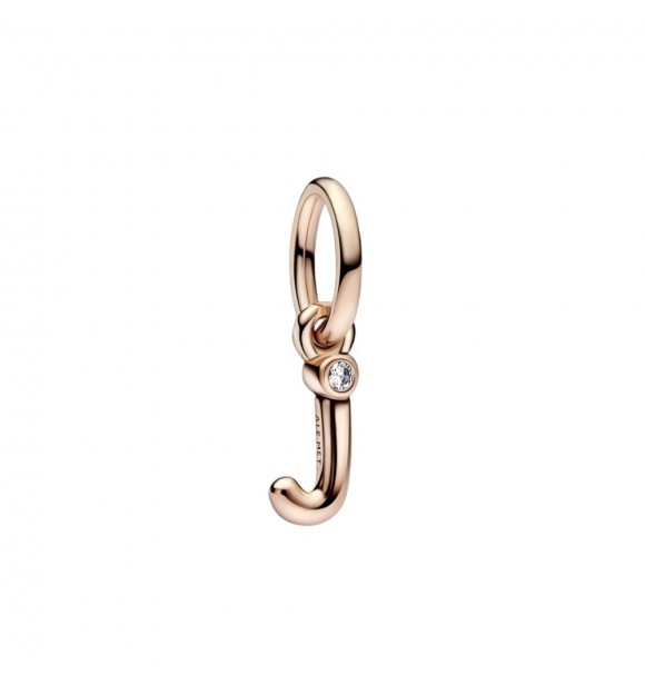 Letter j 14k rose gold-plated dangle with clear cubic zirconia